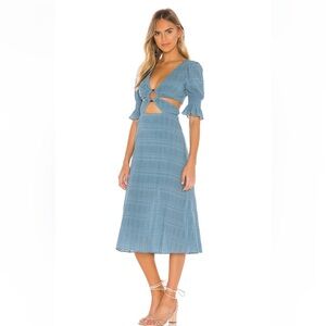 Nanette Midi Dress in Dusty Blue by Tularosa
